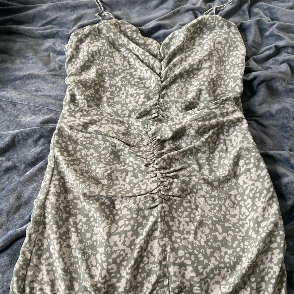 Abercrombie & Fitch Silver Ruched Slip Dress